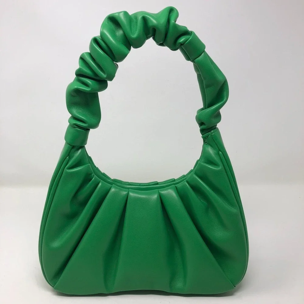 JW Pei Gabbi Ruched Hobo Green Handbag Faux Leather Vegan Purse St Patricks Day